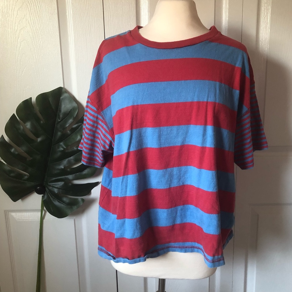 BDG Boxy Striped Tee with Contrast Sleeves